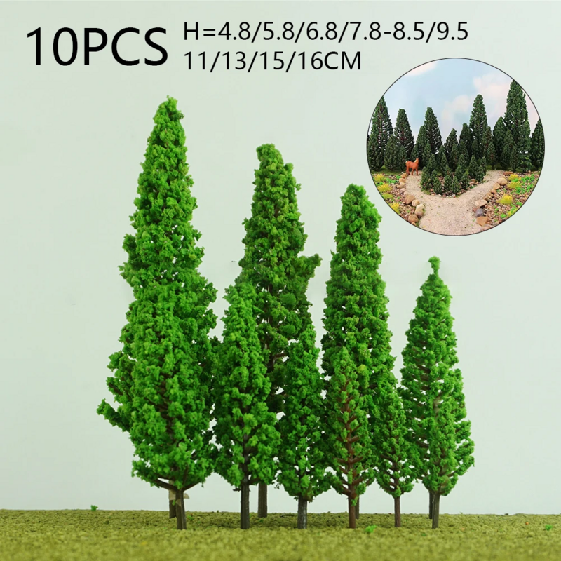 أشجار صنوبر موديل أخضر لسكة الحديد الصغيرة ، تخطيط مصغر ، قابل للرمل ، منظر ، تصنعه بنفسك ، ديكور بناء المنزل ، 10 way