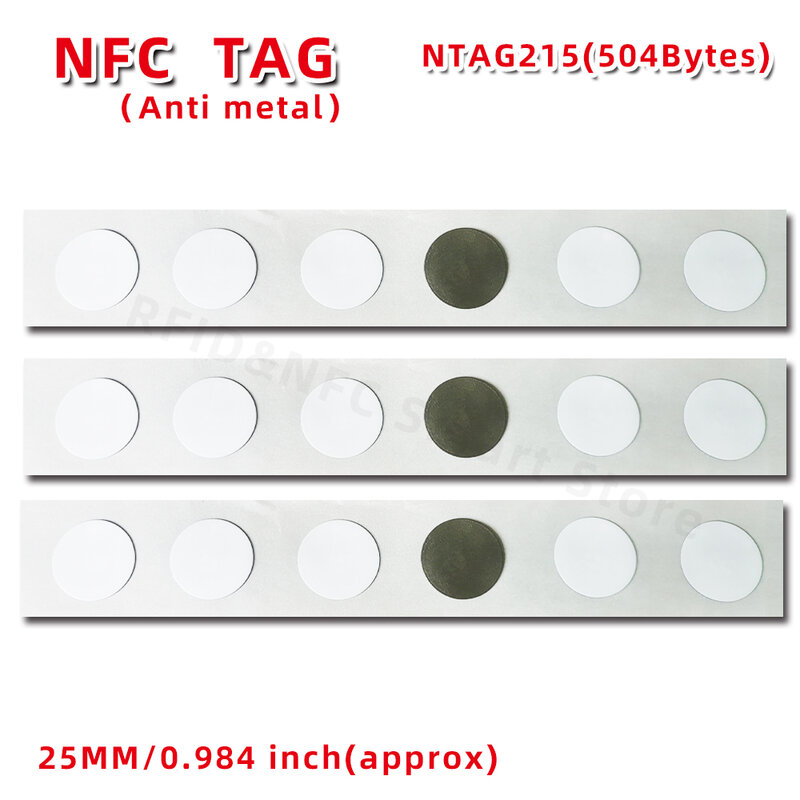 NFC مضاد للتدخل المعدني ، علامة NFC لجميع أجهزة الهواتف المحمولة التي تدعم NFC ، علامات NFC215 ، 20 قطعة