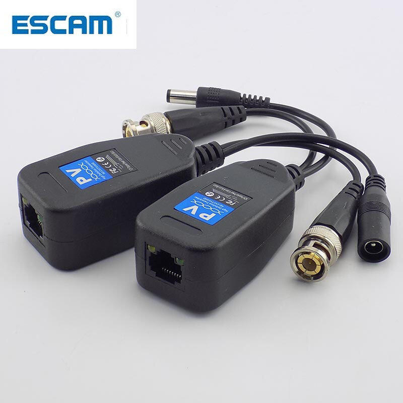ESCAM 1 زوج (2 قطعة) السلبي CCTV اقناع BNC الطاقة فيديو Balun الإرسال والاستقبال موصلات إلى RJ45 BNC الذكور ل CCTV كاميرا فيديو
