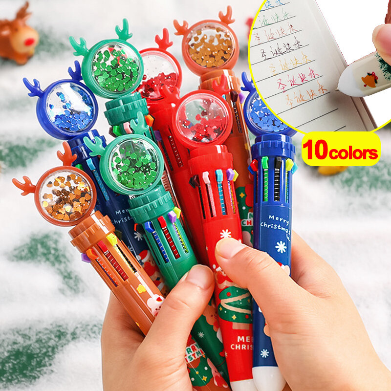 عيد الميلاد الكرتون قلم حبر جاف ، الرنة ، الترتر ، دفتر الأستاذ اليد ، قلم خربش ، هدية تحت عنوان ، لطيف ، 10 ألوان