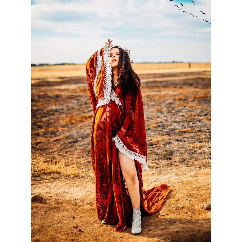 فستان كارديجان للحوامل من دون آند جودي بتصميم بوهو من الدانتيل فستان طويل وطويل يصلح كهدية لحفلات الاستحمام