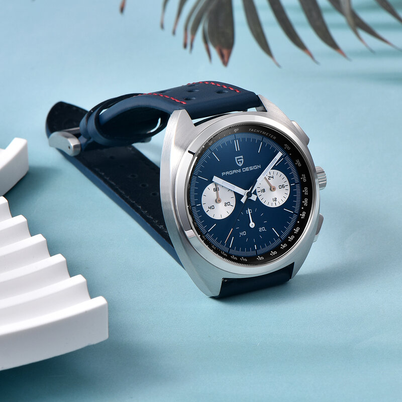 تصميم باجاني-ساعة كوارتز كرونوغراف فاخرة للرجال ، ساعة ياقوتية ، ساعة جلدية رياضية ، هدية ، من الخارج