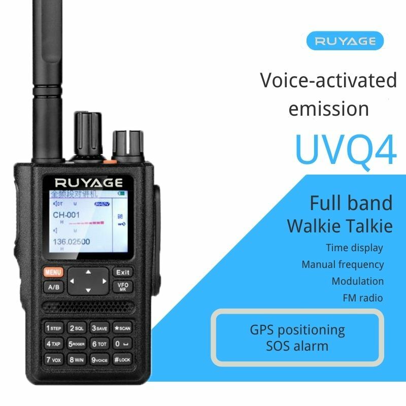 جهاز استقبال راديو Ruyage UVQ4 مع جميع الموجات جهاز إرسال واستقبال لاسلكي إف إم يعمل بمسارين طويلين