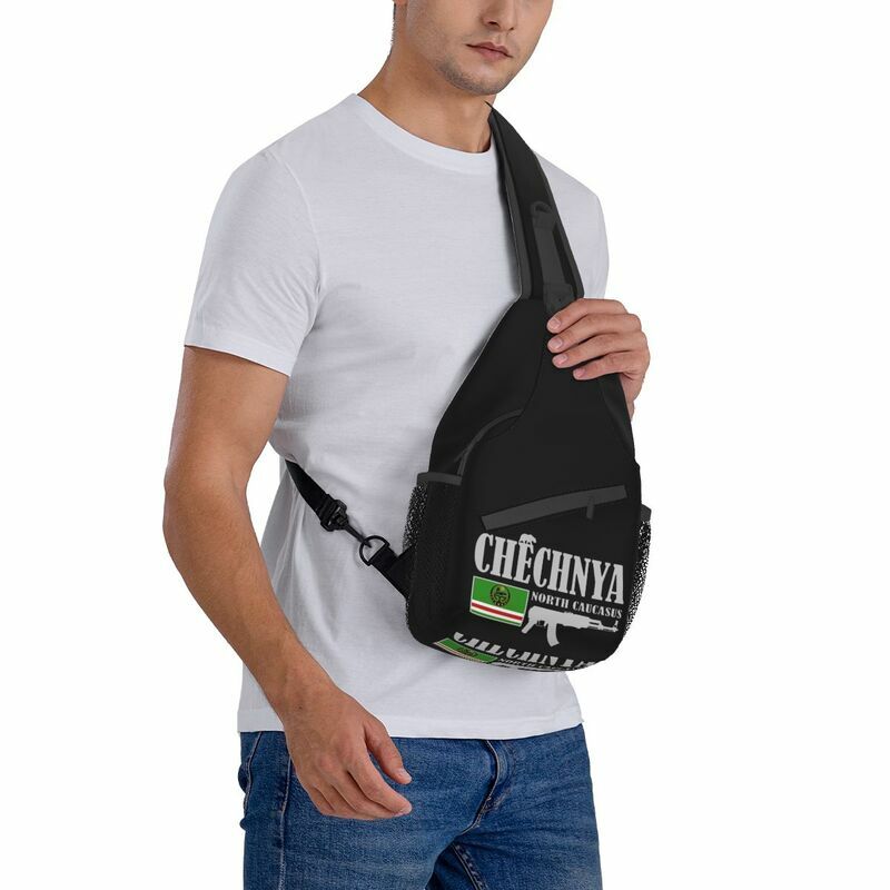 كول تشيشان فايتر حقيبة كروسبودي الرافعة الرجال الشيشان العلم حقيبة الكتف الصدر للسفر الدراجات