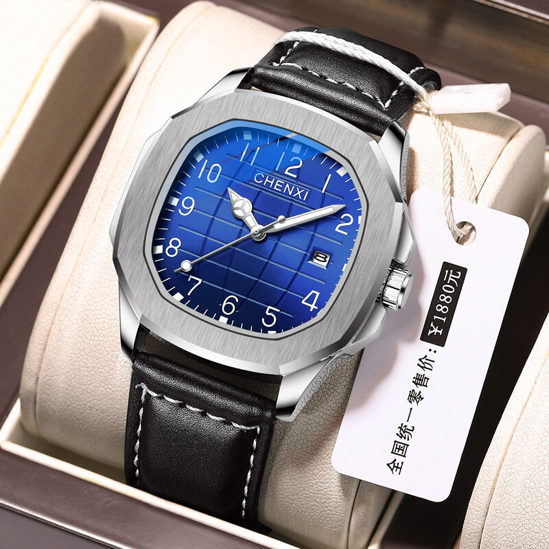ساعات يد رجالية من Chenxi موديل 2022 Reloj Hombre من أفضل العلامات التجارية الفاخرة ساعة اليد الجلدية المقاومة للماء ساعة رياضية ساعة التاريخ للرجال