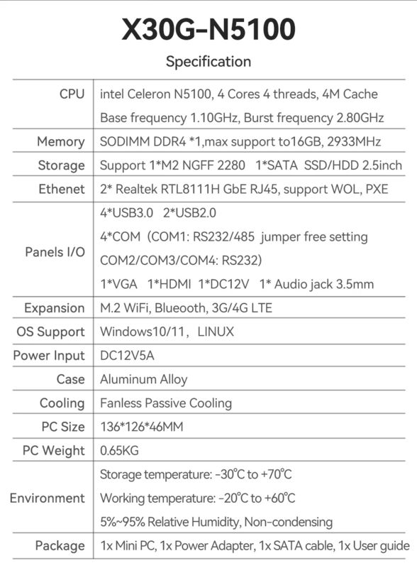جهاز كمبيوتر صغير صناعي بدون مروحة ، ويندوز 11 و 10 لينوكس ، ITX Intel Celeron N5100 ، DDR4 2LAN ، 4COM ، RS232 ، RS485 ، VGA ، HD ، 4G LTE