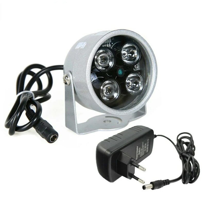 CCTV المصابيح 4 صفيف الأشعة تحت الحمراء led إضاءة إضاءة CCTV الأشعة تحت الحمراء الأشعة تحت الحمراء مقاوم للماء للرؤية الليلية للأمن كاميرا استخدام 12 فولت 2A الطاقة