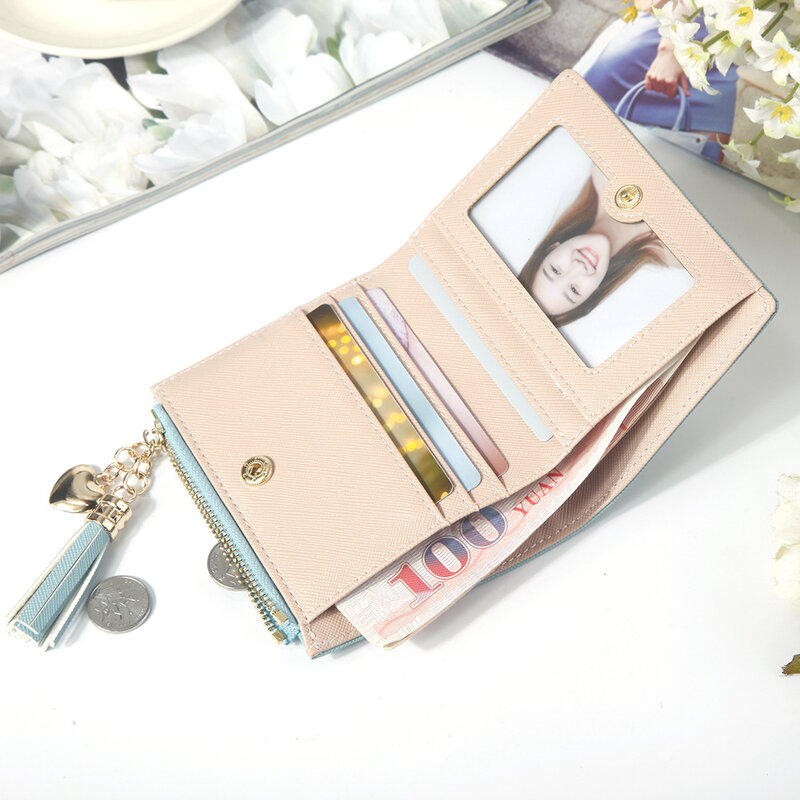 محفظة قصيرة للنساء ، محفظة صغيرة ، محفظة رفيعة ومريحة ، محفظة صفر بسحاب ، النسخة الكورية من حقيبة يد الفتاة العصرية