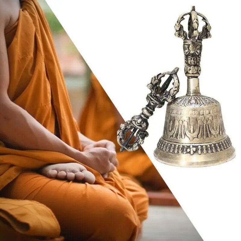 جرس التأمل البوذية التبتية ومجموعة دوريه اليدوية Dharma الكائنات جرس دوريه Vajra جرس طقوس المذبح التأمل