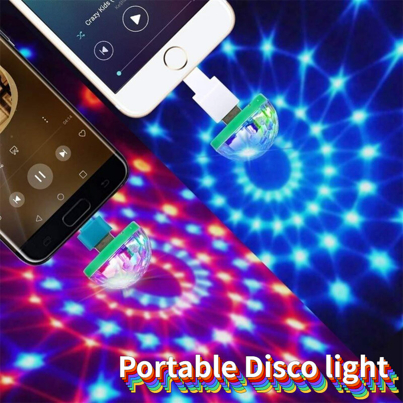 LED ضوء المرحلة USB ديسكو DJ سيارة جو ضوء المحمولة الهاتف المحمول ضوء الأسرة حفلة الكرة الملونة بار نادي ليلة مصباح
