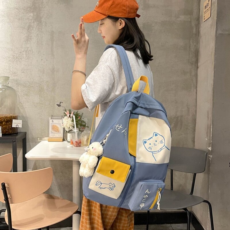 حقيبة المدرسة النسائية المرقعة الإناث سعة كبيرة حقيبة النمط الياباني