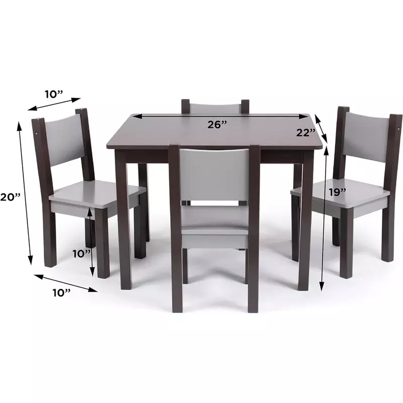 مجموعة طاولات إسبرسو حديثة للأطفال ، طاولات وكراسي رمادية ، أثاث رعاية نهارية مجاني لحديثي المشي ، 4 كراسي مجموعات