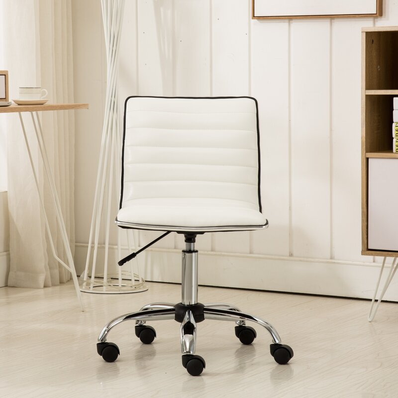 كرسي مكتب أبيض من الكروم قابل للتعديل ، وظيفة رفع الهواء ، تصميم عصري ومريح ، مريح للمنزل والمكتب