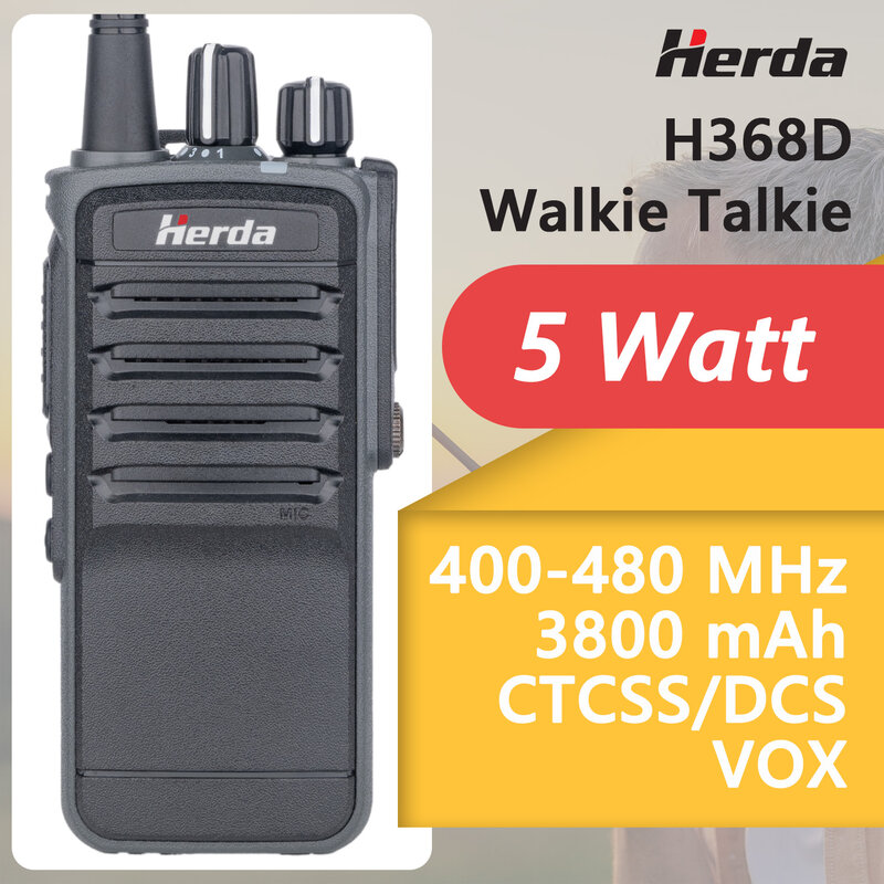 Herda-H368D طويلة المدى لاسلكي تخاطب ، 5 واط ، قوية ، UHF ، 400-470MHz ، لحم الخنزير 16 قناة ، اتجاهين الراديو ، جهاز الإرسال والاستقبال المحمولة