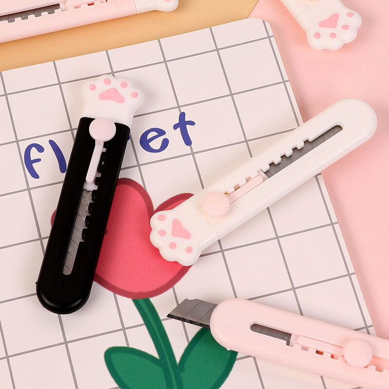 سكين صغير محمول من سبيكة مخلب القط الوردي للفتيات ، فتاحة مظروف الحروف ، للمدرسة والمكتب