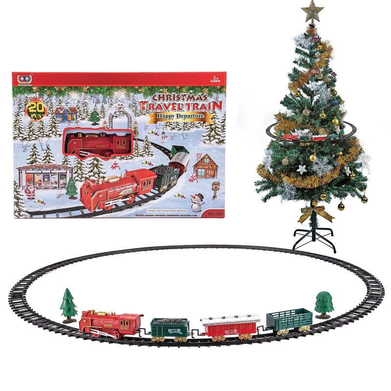 رائعة لعبة المسار القطار لعيد الميلاد الديكور ، نموذج لعبة القطار ، شجرة عيد الميلاد الحلي ، جزء داخلي ، 2 في 1