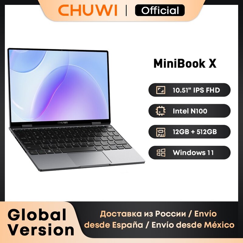 كمبيوتر محمول CHUWI-ibook X ، جهاز لوحي 2 في 1 ، 12 جيجابايت LPDDR5 ، x SSD ، Intel N100 ، بوصة ، شاشة fids ، من xmi ، Windows 11 Notebook