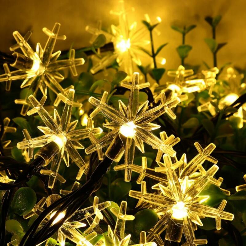 ضوء LED للحديقة بالطاقة الشمسية ، أضواء سلسلة خرافية ، إضاءة ندفة الثلج ، مصباح سلسلة عيد الميلاد في الهواء الطلق ، زهر إكليل ، ديكور حفلة منزلية