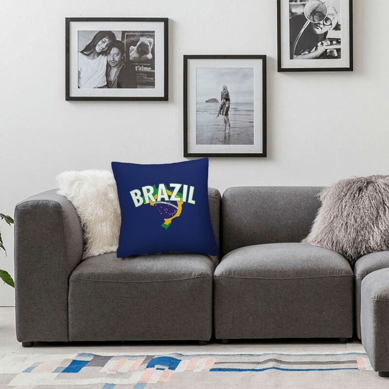 غطاء وسادة مربع العلم الوطني البرازيلي ، غطاء وسادة بوليستر ، مزخرف بسحاب ، وسادة مريحة لغرفة المعيشة المنزلية
