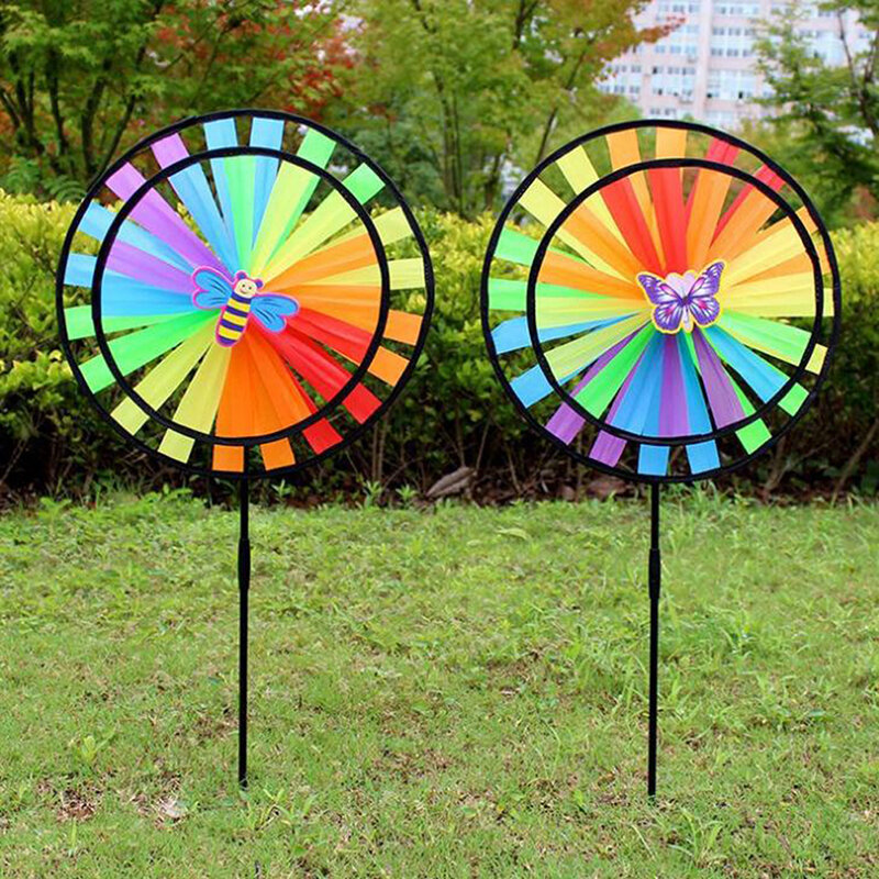 حار طبقة مزدوجة ملونة عجلة طاحونة الرياح سبينر الاطفال اللعب حديقة ساحة ديكور
