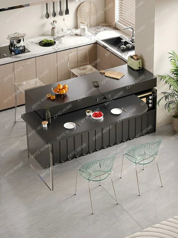 المتكاملة تعليق المطبخ جزيرة طاولة الطعام ، الراقية المنزلية شقة صغيرة الفرنسية المطبخ حجر لوحة متوسطة