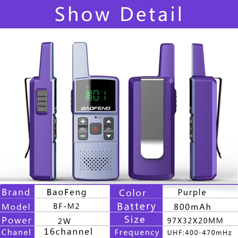 Baofeng-جهاز اتصال لاسلكي صغير احترافي مع راديو ثنائي الاتجاه ، شحن مباشر USB ، UHF ، M1 ، M2 ، سماعة رأس-m hz ، 1 Way ، 2 Way