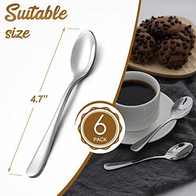 ملعقة قهوة صغيرة من الفولاذ المقاوم للصدأ ، ملعقة حلوى إسبرسو ، 4.7 "، 12 قطعة