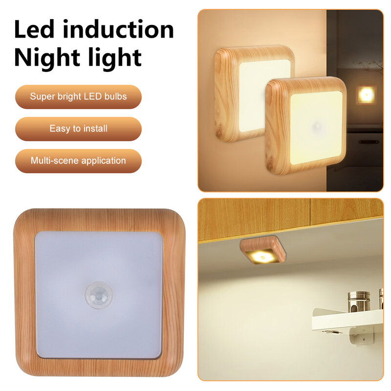 استشعار الحركة LED ضوء الليل بطارية تعمل بالطاقة ليلة مصباح السرير أضواء لغرفة النوم مطبخ إضاءة الخزانة اللاسلكية خزانة ضوء