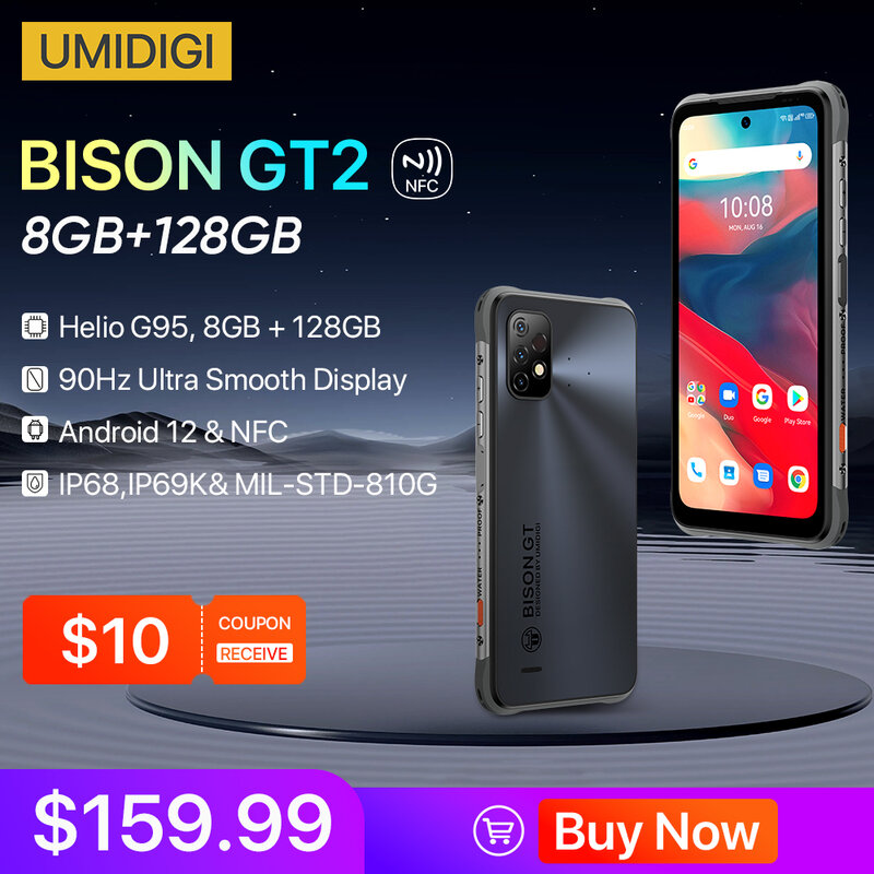 UMIDIGI BISON GT2 برو أندرويد 12 هاتف ذكي متين هيليو G95 6.5 "FHD + NFC 64MP كاميرا 6150 mAh بطارية الهاتف
