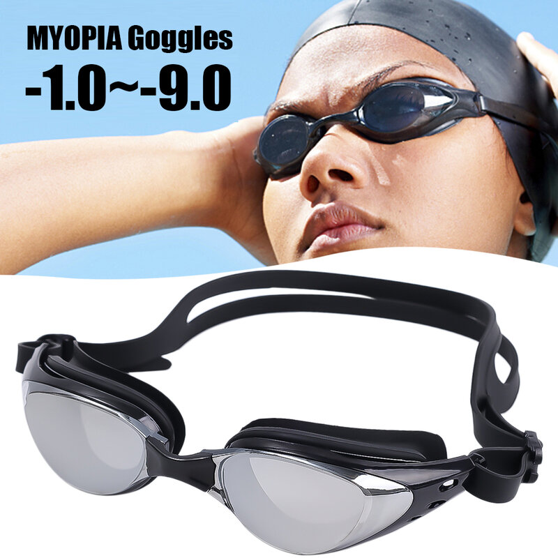 قصر النظر نظارات الوقاية للسباحة-1.0 ~-9.0 مقاوم للماء مكافحة الضباب السباحة نظارات نظارات للجنسين سوار للمعصم قابل للتعديل من السيليكون نظارات السباحة حملق