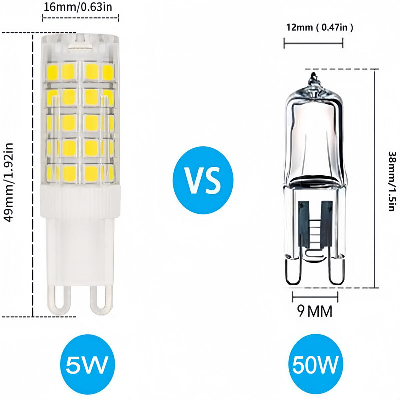 ألمع G9 LED مصباح AC220V 5 واط 7 واط 9 واط 12 واط السيراميك SMD2835 LED لمبة الدافئة/كول الأبيض الأضواء استبدال ضوء الهالوجين