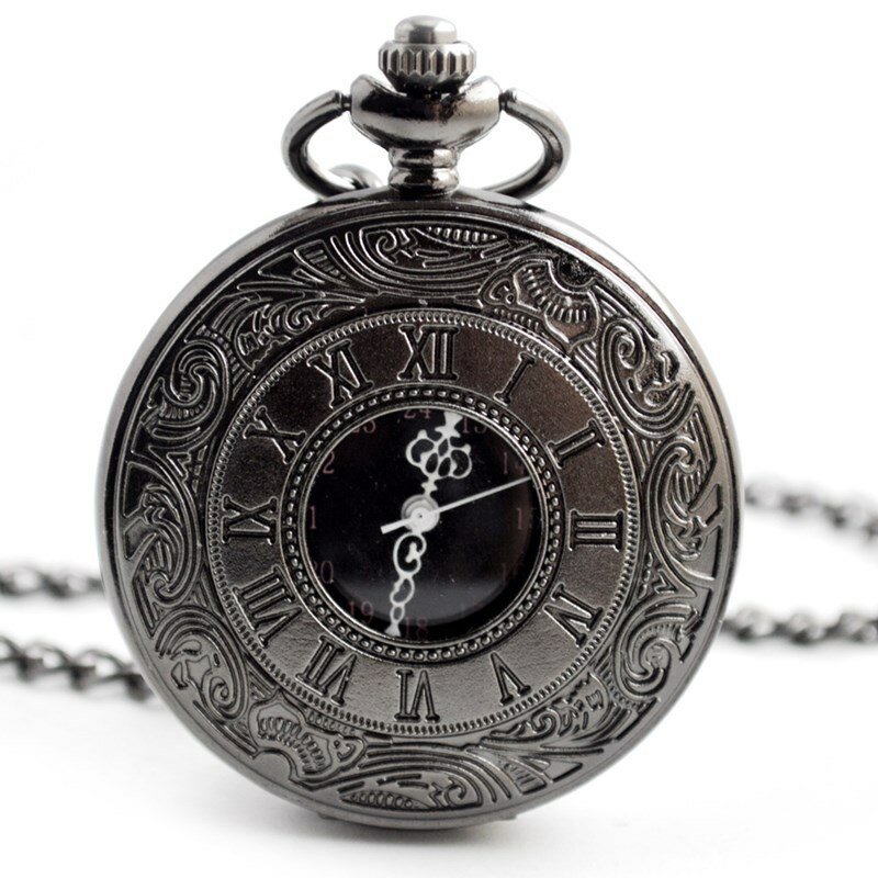 Fullmetal الخيميائي خمر سحر الأسود موضة الأرقام الرومانية الكوارتز Steampunk ساعة جيب المرأة رجل قلادة قلادة مع سلسلة