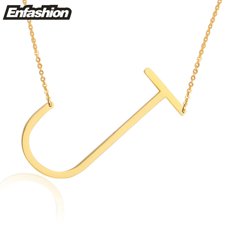 EnFashion إلكتروني القلائد الأبجدية الأولي المعلقات قلادة الذهب اللون الفولاذ المقاوم للصدأ المختنق قلادة للنساء مجوهرات