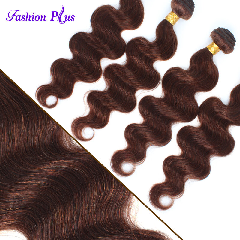 Body Wave Brown Bundles With Closure #4 Bundles With Closure Human Hair Brazilian Weave Remy Hair Extensions For Women