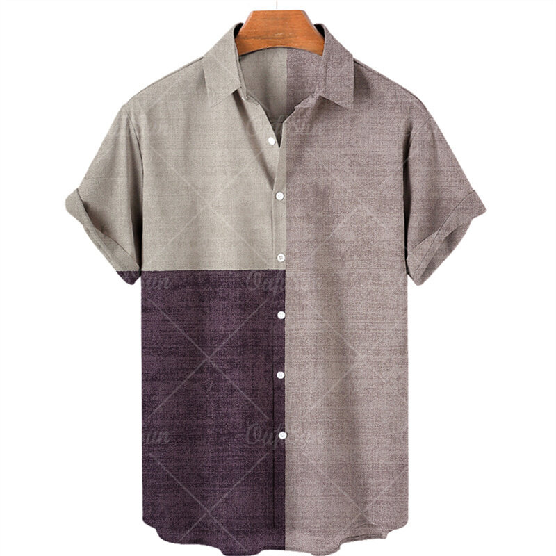 هاواي قميص الرجال ملابس قصيرة الأكمام الصيف المتضخم ثلاثية الأبعاد الطباعة Y2k Harajuku التدرج نمط الذكور Dazn 2023 الموضة
