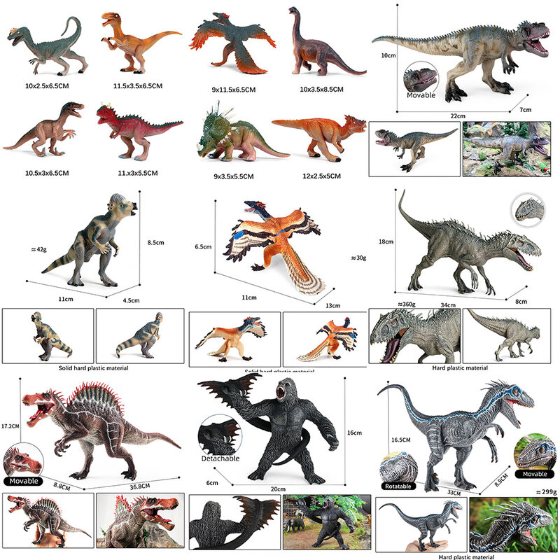 لعبة محاكاة الديناصورات القديمة من الجوراسي للأطفال ، نموذج ثابت صلب ، زخارف ديناصور محاكية