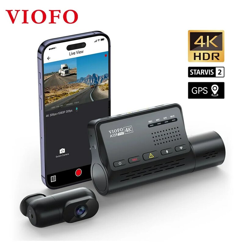 VIOFO-A139 برو داش كام ستارفيس 2 الاستشعار ، كاميرا السيارة الأمامية والخلفية ، الترا هد ، 4K ، 1080P ، سوبر للرؤية الليلية ، 5GHz ، واي فاي ، غس