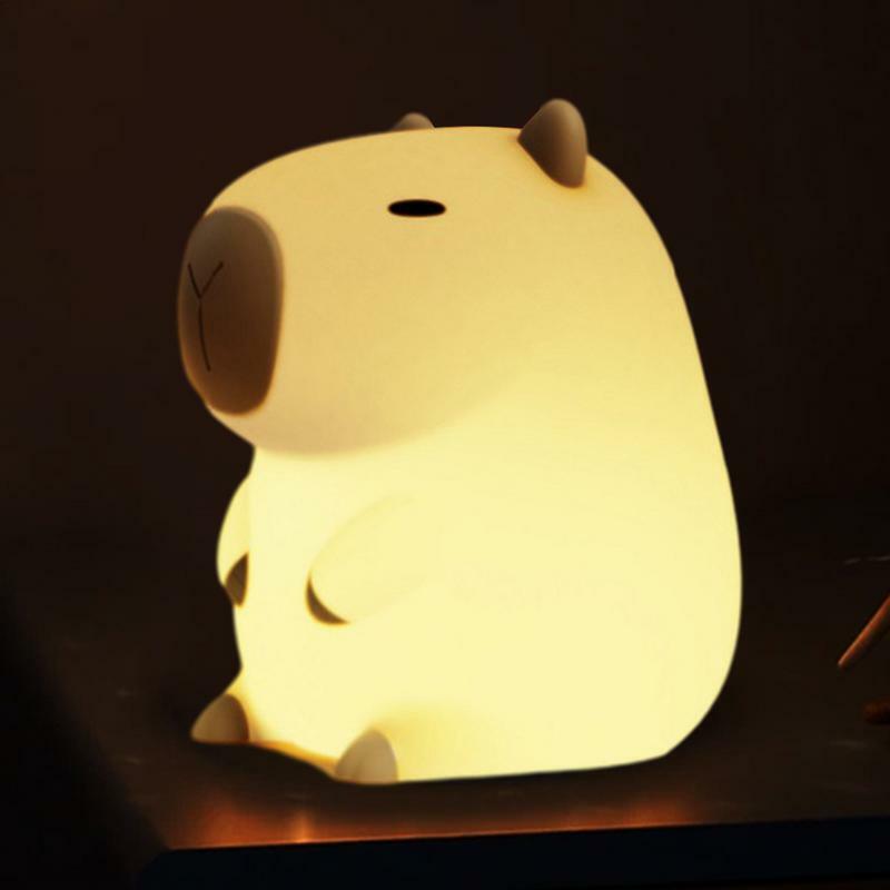 أضواء ليلية Capybara لطيفة للأطفال ، قابلة لإعادة الشحن USB ، التحكم باللمس ، مصباح من السيليكون الناعم ، الهدايا الإبداعية