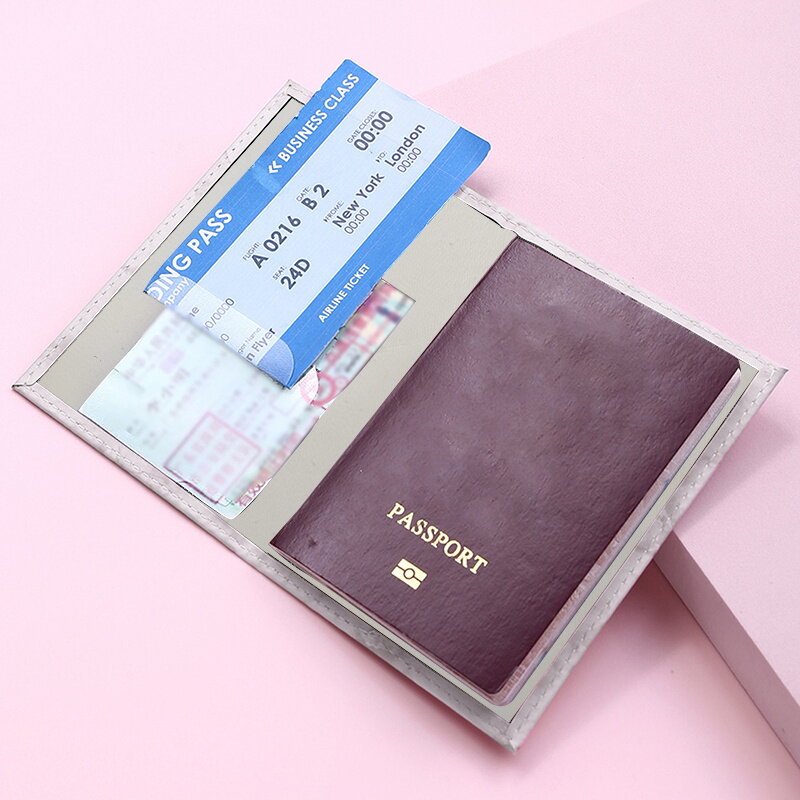 Passport Sleeve ID Cred-Card Business Card Holder Protector Cover Flower Letter Print Passport Covers Pu Leather Waterproof Case