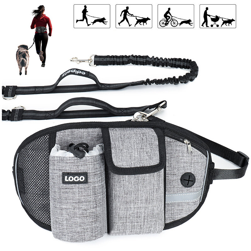 كلب التدريب الخصر حقيبة الرياضة حزمة مراوح متعددة الوظائف في الهواء الطلق تشغيل اللياقة البدنية المشي الكلب المقود عاكس مقاوم للماء النايلون