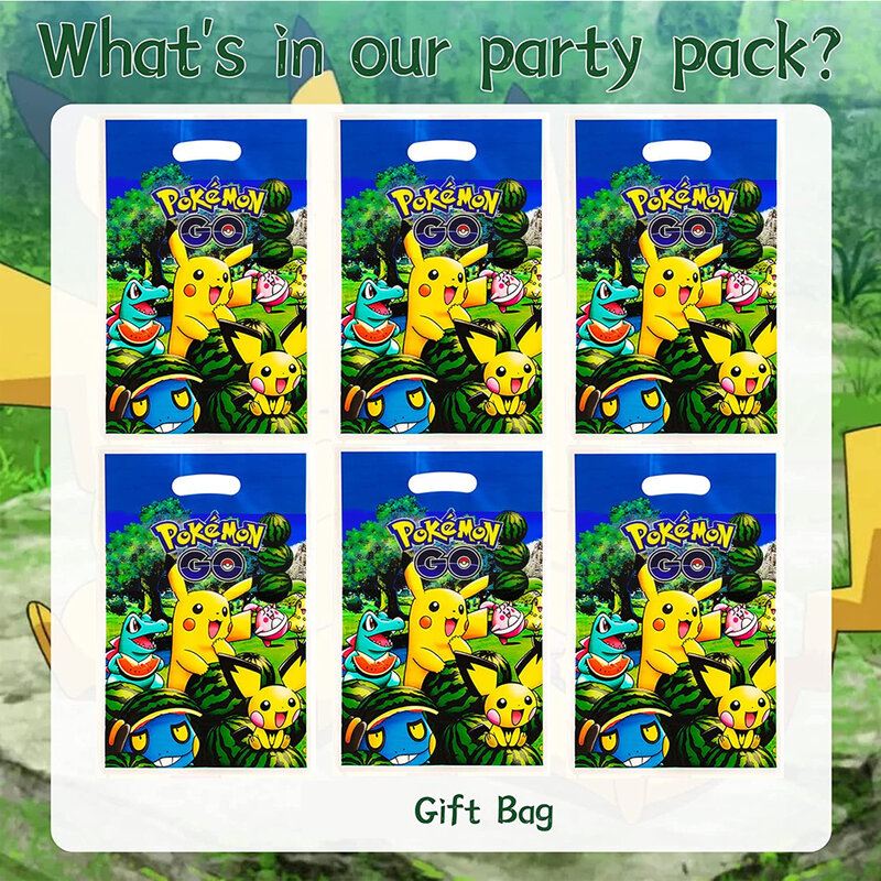 Pokémon Pokeball هدية حقيبة ، كيس المسروقات ، بيكاتشو ، لوازم حفلة عيد ميلاد ، زينة ، ألعاب أطفال ، هدايا الحفلات ، الأولاد ، 16.5x25 سنتيمتر ، 20 قطعة