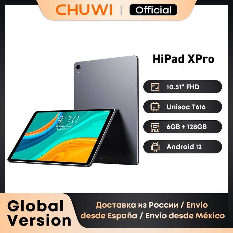CHUWI HiPad XPro شاشة 10.51 بوصة 1920*1200 FHD شاشة Android12 تابلت Unisoc T616 ثماني النواة مالي G57 GPU 6GB RAM 128GB ROM تابلت كمبيوتر