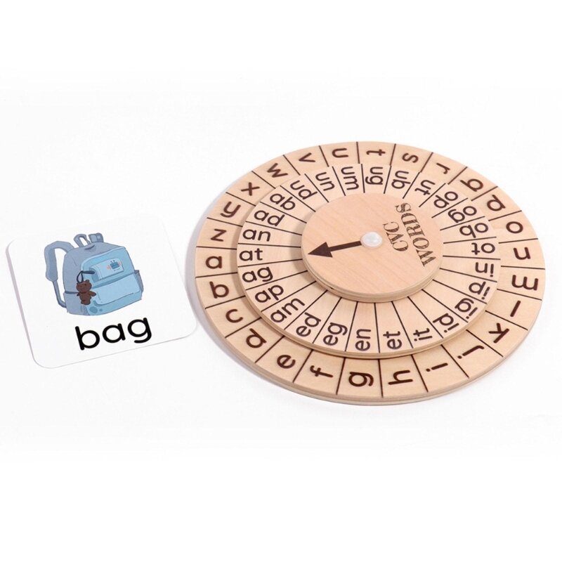 لعبة الكلمات التهجئة الخشبية للأطفال، لعبة تعليمية مبكرة للأطفال تعلم لغز الحروف الدوارة للأطفال دروبشيب