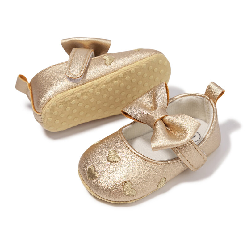 أحذية للأطفال حديثي الولادة للربيع أحذية للأطفال الرضع مزودة بجهاز مشاية لأول مرة أحذية أطفال برقبة على شكل أميرة وعقدة
