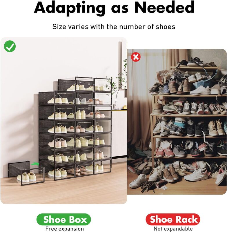 صندوق تخزين أحذية بلاستيكي قابل للتكديس من Foluck ، منظم للخزانة ، تصميم متشابك ، 15 عبوة