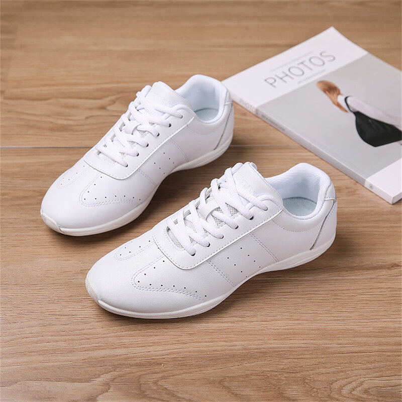 حذاء أبيض للفتيات من BAXINIER حذاء تدريب للأطفال الصغار للرقص والتنس خفيف الوزن مناسب لمسابقات الشباب