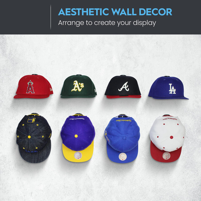 قبعات البيسبول معلقة منظم ، حامل قبعة ، حامل قبعة ، الشماعات التخزين الحديثة ، جدار الباب ، 16 قطعة