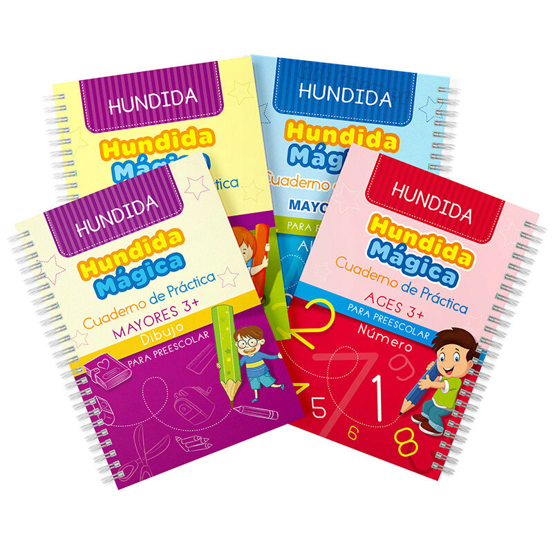 كتاب سحري نسخة كتب للأطفال دفتر الخط الاسباني مونتيسوري شحن مجاني تعلم ممارسة الخط للأطفال
