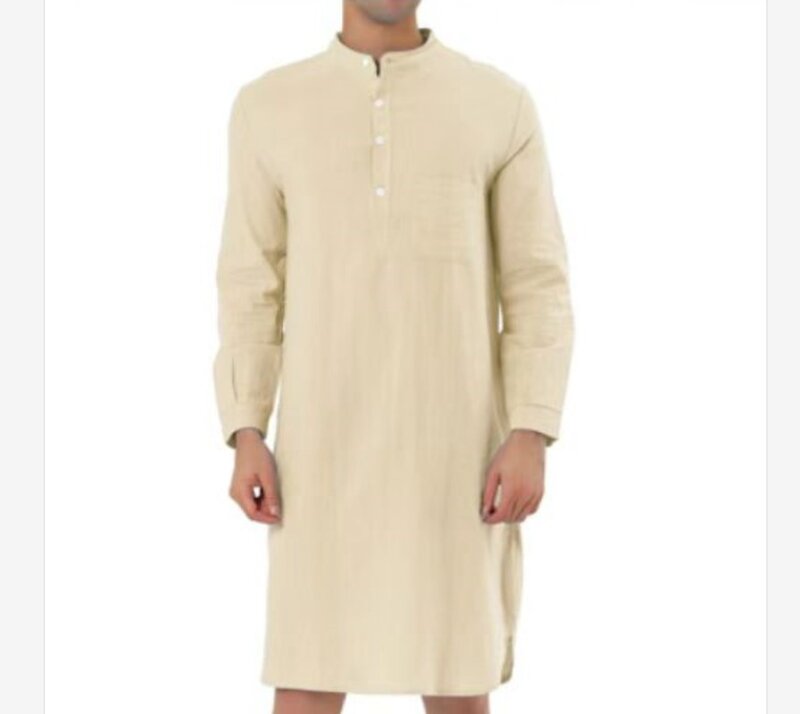 قميص رجالي بجيب بسيط على الطراز العربي رداء مسلم جوبا ثوب موضة ملابس رجالية موضة إسلامية غير رسمية