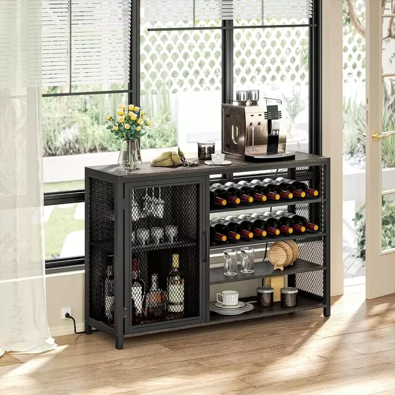 خزانة نبيذ مع مصابيح ليد ، ثلاجة نبيذ بار لتناول الطعام ، غرفة معيشة ، مطبخ ، عرض واجهات عرض رمادية